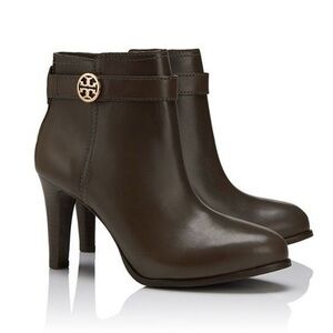 Tory Burch Bristol High Heel Booties in Elephant Brown Grey